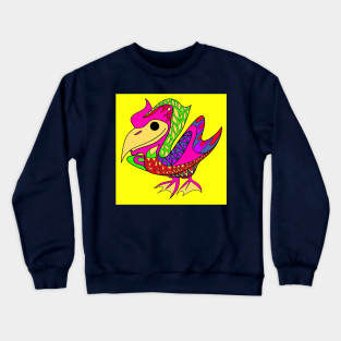 the pelican in cute rainbow pattern style ecopop Crewneck Sweatshirt